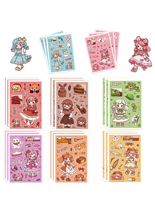 NIBEMINENT 8 Pcs Cartoon Little Duoduo girl Deco Kit Waterproof Stickers, High Definition Printing Bright Colors, Suitable for Laptop Skateboard Luggage Water Bottle Guitar DIY - Image 2