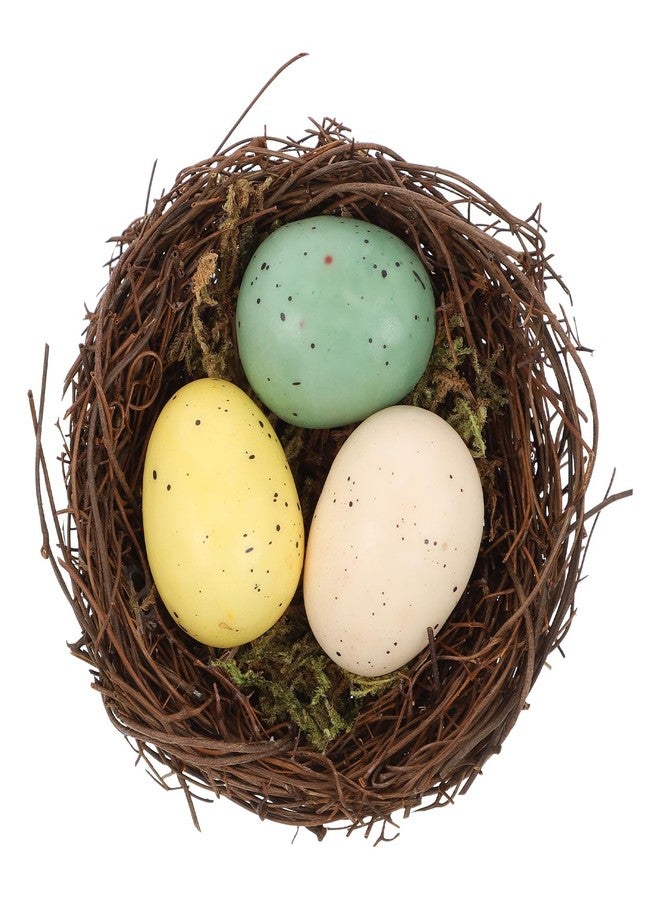 هيليلي عش طيور من الكرمة الطبيعية من هيلي مع بيض إسفنجي متنوع - قطعة ديكور يدوية الصنع للمنزل والمكتب ودعائم التصوير (3.14 × 3.14 × 0.98 بوصة) - Image 1