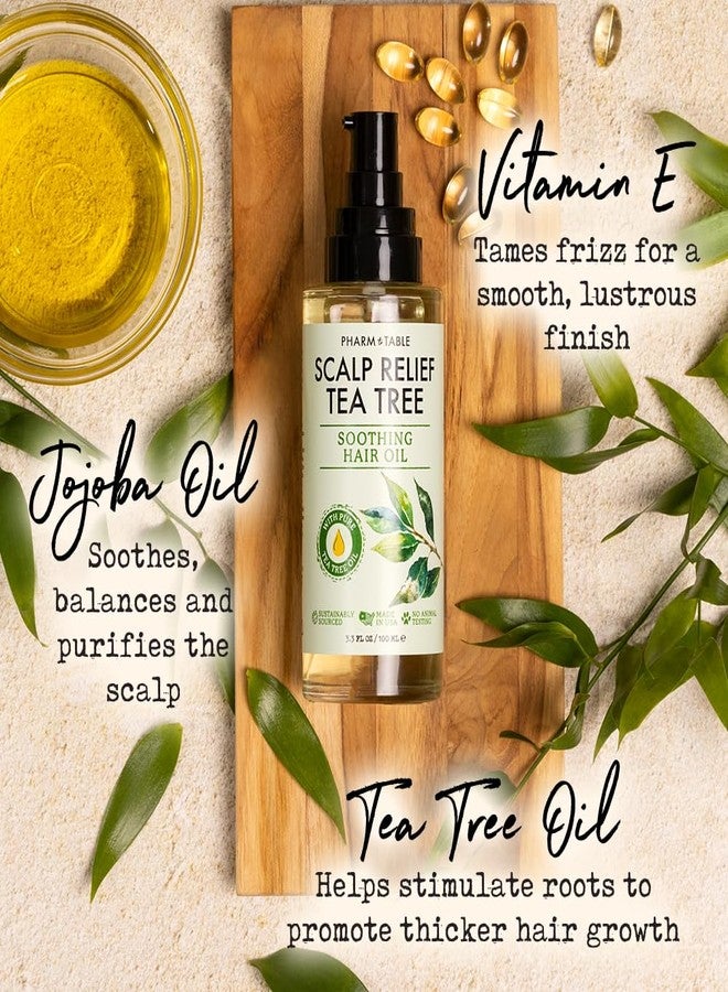PHARM TO TABLE Tea Tree Hair Oil for Itchy Scalp - Infused With Tea Tree Oil, Mint, Vitamin E, and Jojoba Oil, 100ml - Image 2