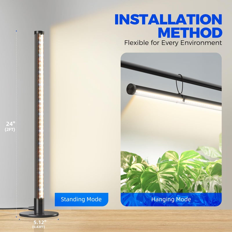Barrina Standing Grow Light for Indoor Plants, 20W 2FT Desk LED Plant Light, Hanging and Standing, Table Top Full Spectrum Vertical Grow Lights with Stand and On/Off Switch, Ideal for Plants Growth - Image 5