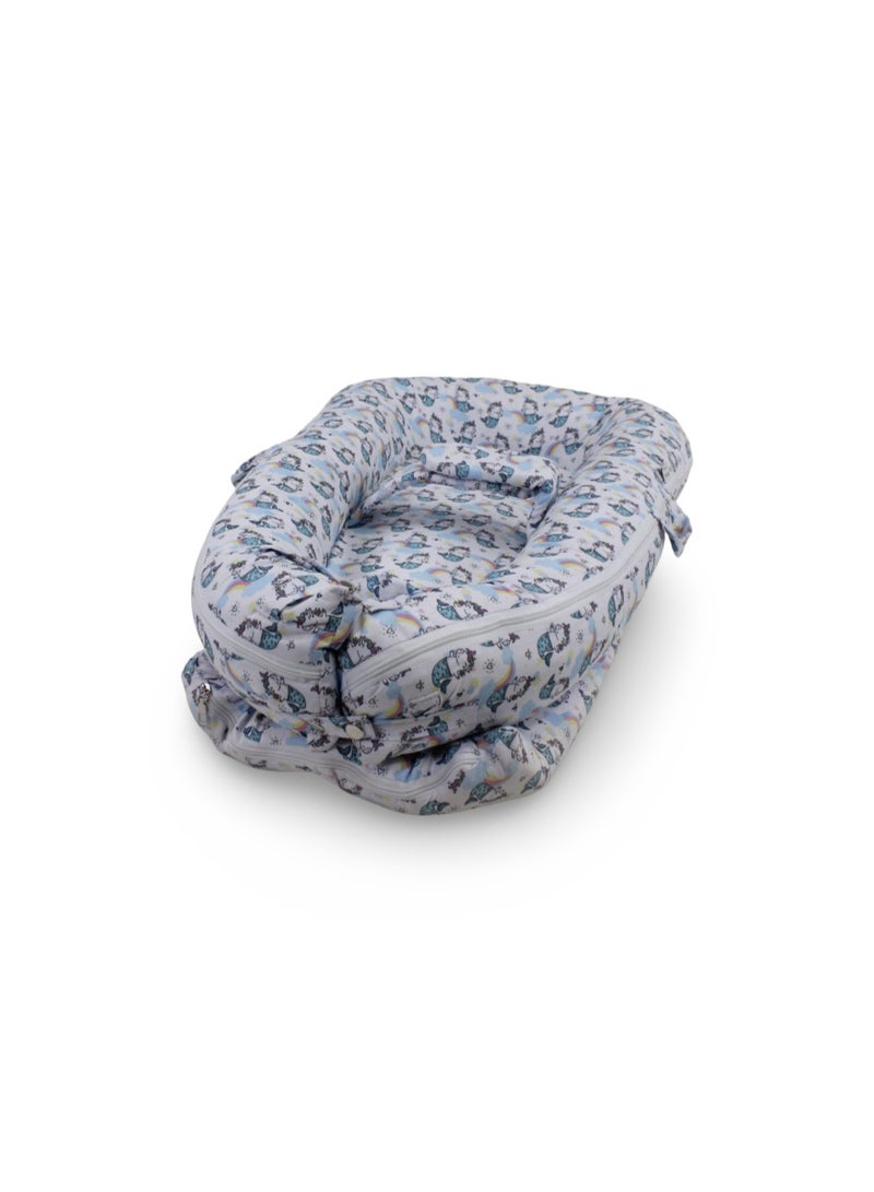 Cotton Baby Nest – Unicorn Print (70×40×18 cm) - Image 2