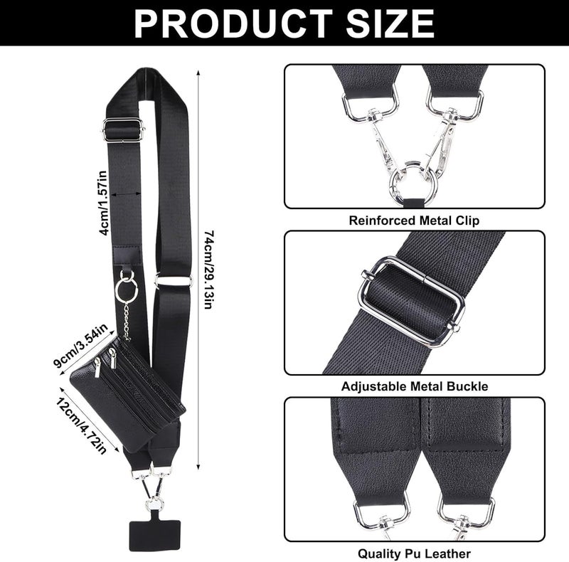 The mobile phone strap is replaceable and removable, the portable strap is matched with a change purse, a lanyard, black. - Image 5