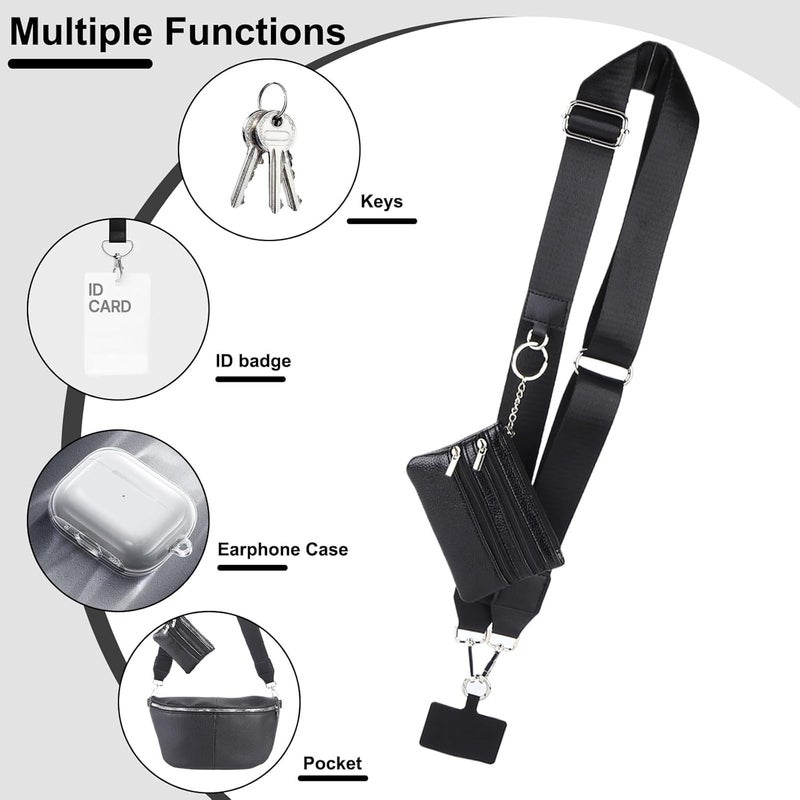 The mobile phone strap is replaceable and removable, the portable strap is matched with a change purse, a lanyard, black. - Image 4
