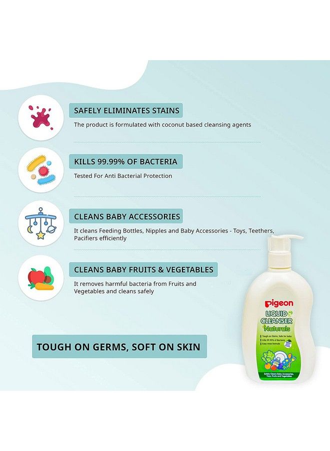 pigeon منظف سائل طبيعي لزجاجة المضخة، صديق الحموضة، بدون إضافة ألوان، بدون إضافة كحول، منظف طبيعي لزجاجة الرضاعة، أوعية الرضاعة، ملحقات الرضاعة، الفواكه والخضروات، 500 مل - Image 5