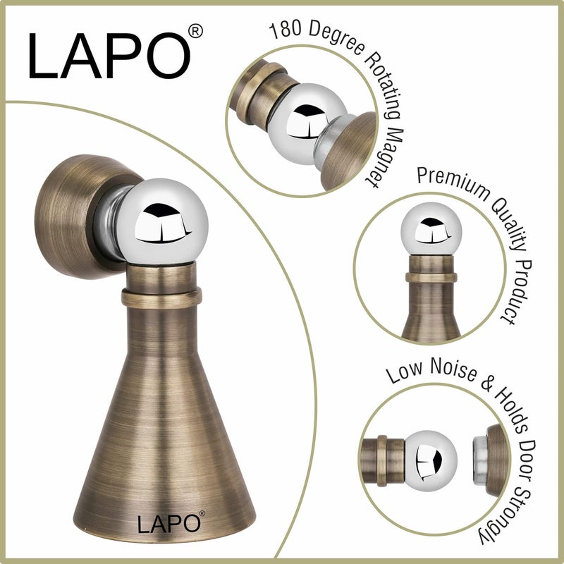 LAPO LAPO 4 Pack Heavy Duty Stainless Steel 5 inch Door Magnet Stopper SoftCatch Magnetic Door StopperDoor Magnets to Hold Door Door Stopper 360 Angle Door Stopper Magnetic Antique Finish Pack of 4  - Image 5