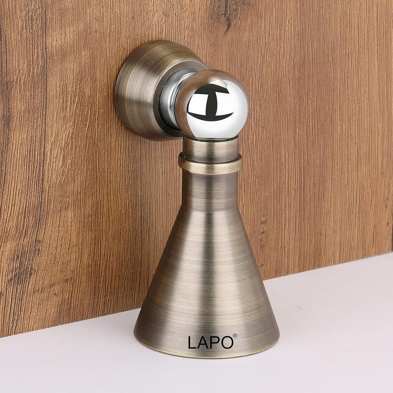 LAPO LAPO 4 Pack Heavy Duty Stainless Steel 5 inch Door Magnet Stopper SoftCatch Magnetic Door StopperDoor Magnets to Hold Door Door Stopper 360 Angle Door Stopper Magnetic Antique Finish Pack of 4  - Image 1