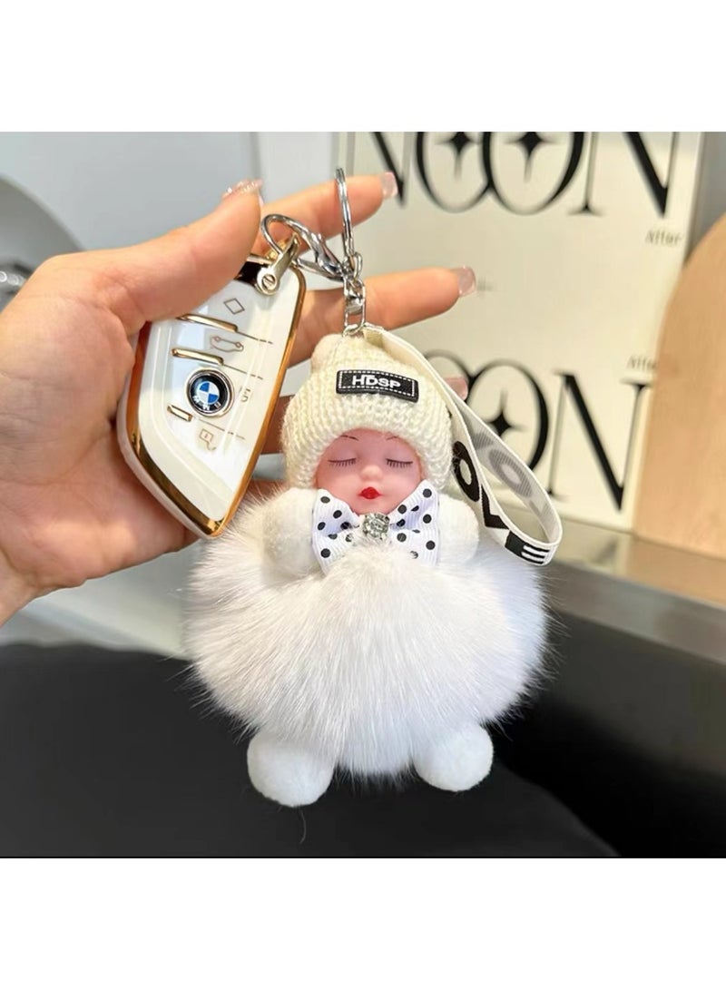 Keychain for Girls Women Cute Plush Sleeping Doll Baby Car Purses Bags Handbags Wallets Backpacks Charm Accessories Gifts - Image 1