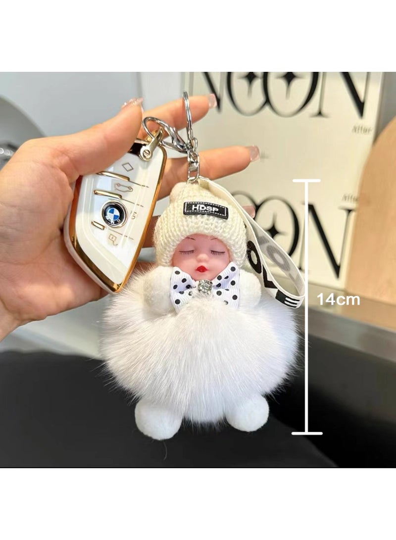 Keychain for Girls Women Cute Plush Sleeping Doll Baby Car Purses Bags Handbags Wallets Backpacks Charm Accessories Gifts - Image 2