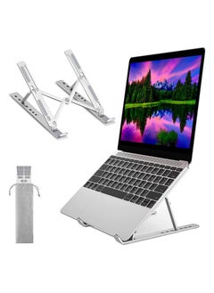 Generic Adjustable laptop stand, portable aluminium laptop riser laptop holder for desk, foldable ventilated cooling computer support stand for apple macbook pro/air, hp, sony, dell, more 10-15.6''  - Image 1