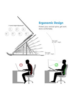 Generic Adjustable laptop stand, portable aluminium laptop riser laptop holder for desk, foldable ventilated cooling computer support stand for apple macbook pro/air, hp, sony, dell, more 10-15.6''  - Image 2
