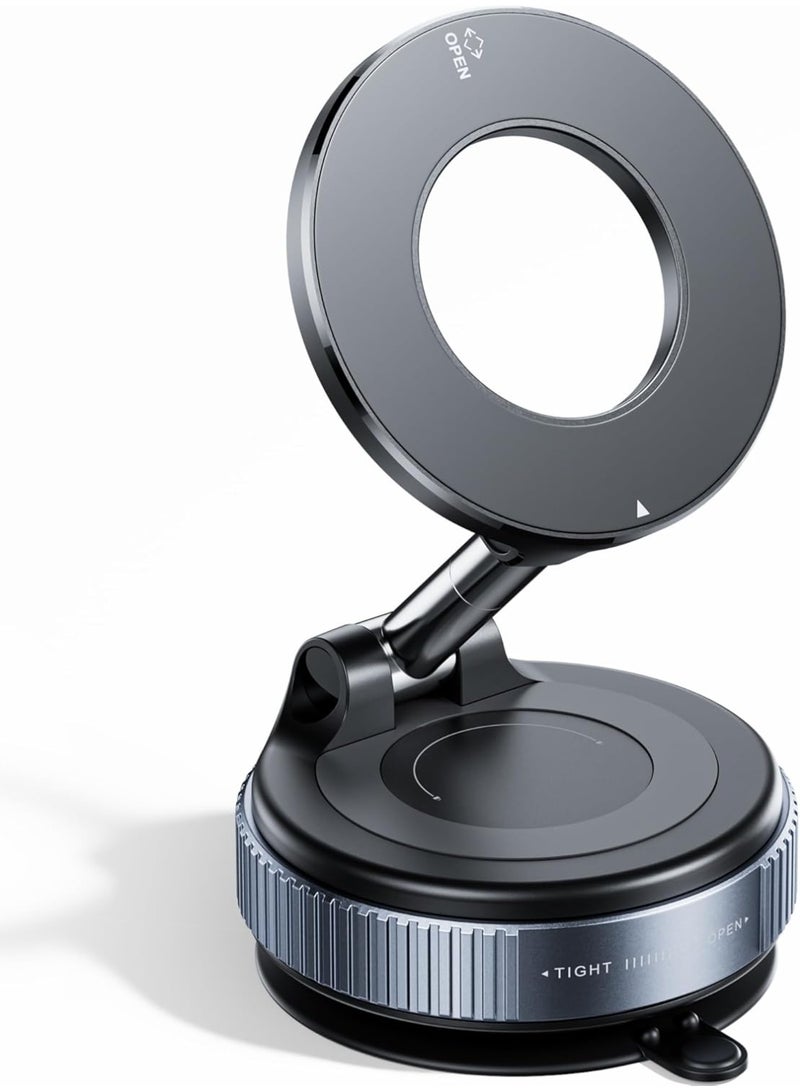 Vacuum Magnetic Car Phone Mount, Ultra Vacuum Suction Cup Phone Mount 360° Cell Phone,Cup Phone Mount, Foldable Vacuum Magnetic Phones Stand,Magnet Car Mounts for Android, All Smartphones, All Vehicle, Gym, Bathroom Mirror - Image 1