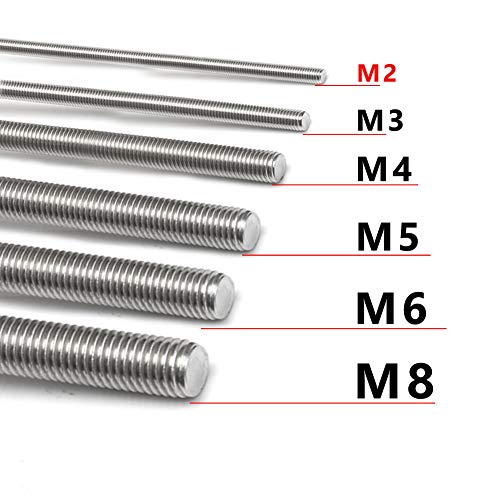 Feelers 304 Stainless Steel M2-0.4 Fully All Threaded Rod, Long Threaded Screw, Right Hand Threads, 250mm Length【Pack of 2】 - Image 3