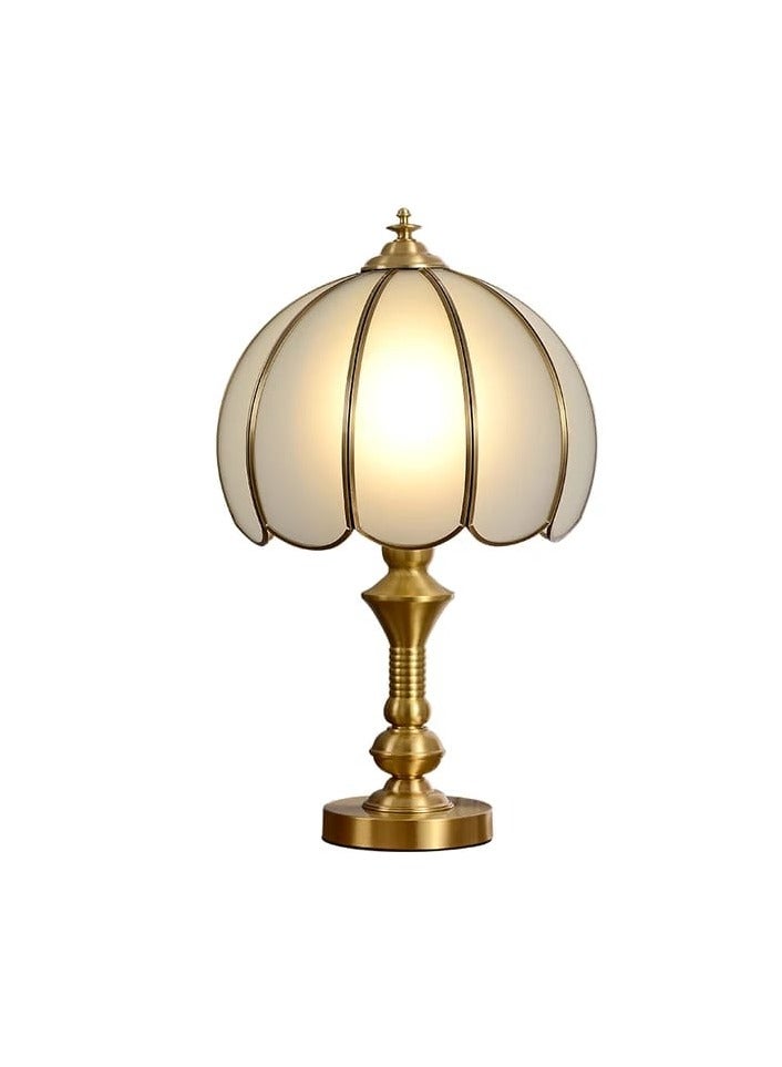 FAMI LIGHTS American style all copper desk lamp, bedroom bedside lamp, simple, modern, warm, living room decoration, creative desk lamp E27 Bulb (T007-1) - Image 1