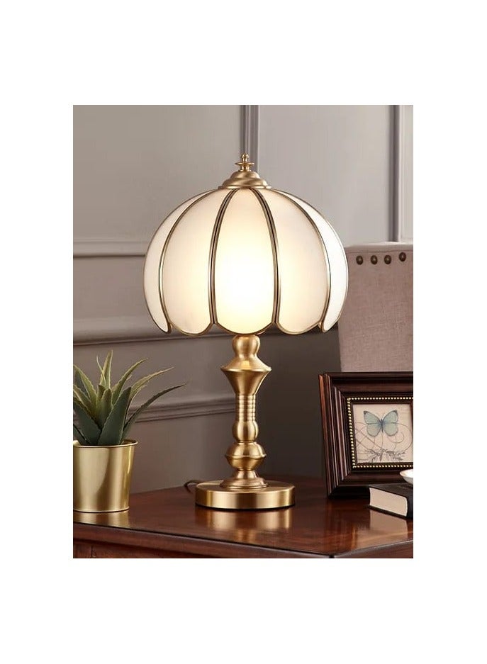 FAMI LIGHTS American style all copper desk lamp, bedroom bedside lamp, simple, modern, warm, living room decoration, creative desk lamp E27 Bulb (T007-1) - Image 4