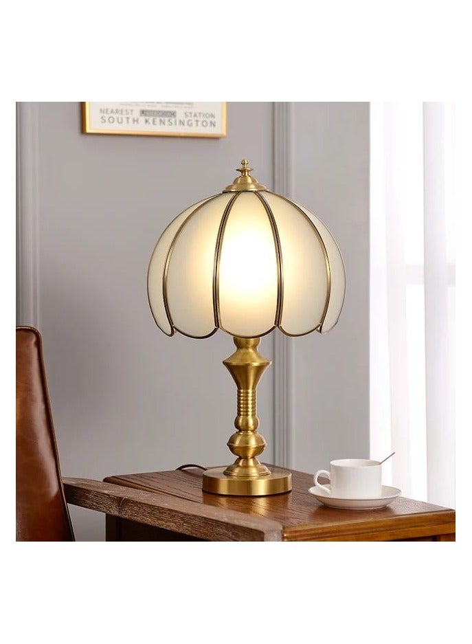 FAMI LIGHTS American style all copper desk lamp, bedroom bedside lamp, simple, modern, warm, living room decoration, creative desk lamp E27 Bulb (T007-1) - Image 5