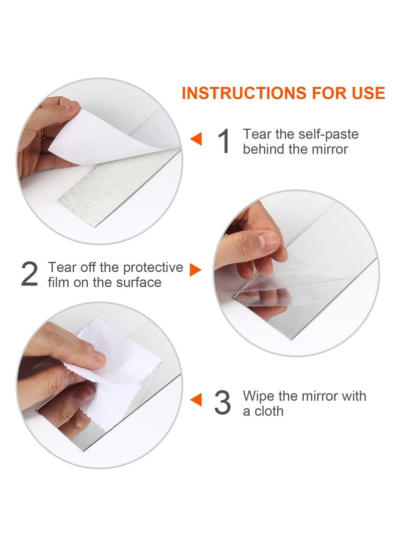 Eworld 10Pcs Acrylic Self-Adhesive Mirror Surface Wall Stickers, Striped Design Removable Mirror Tiles for Home Decor, Living Room, Bedroom, TV Background and Bathroom Decoration in Silver  - Image 3