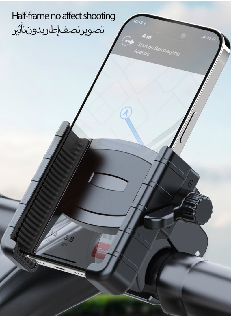 Generic Cycling Phone Mount, Bicycle/Motorcycle Phone Holder, 360° Adjustment, Half-frame Style Does Not Affect Photography, 4.5-7 Inch, Black  - Image 1