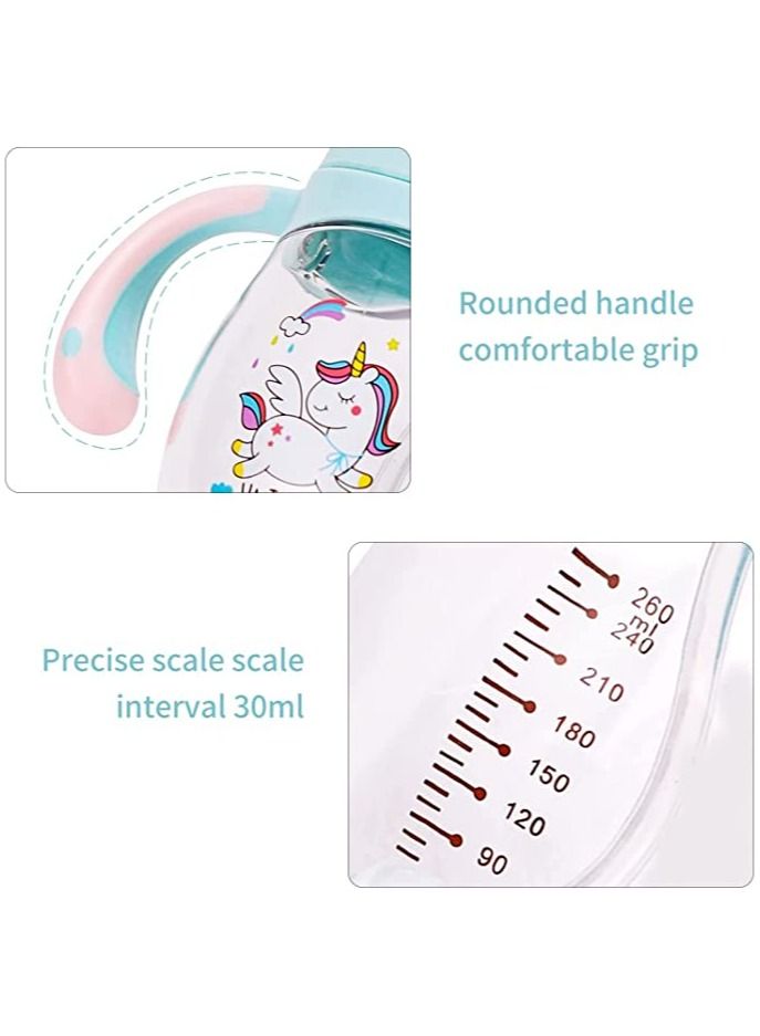 شو وو Baby Bottles, Sippy Cup with Flashing Lights, 260ML Kids Water Bottle Toddler Cups Weighted Straw Spill Proof Leak-Proof Removable Handles for Toddlers Fun Gifts Boys (Blue) - Image 2