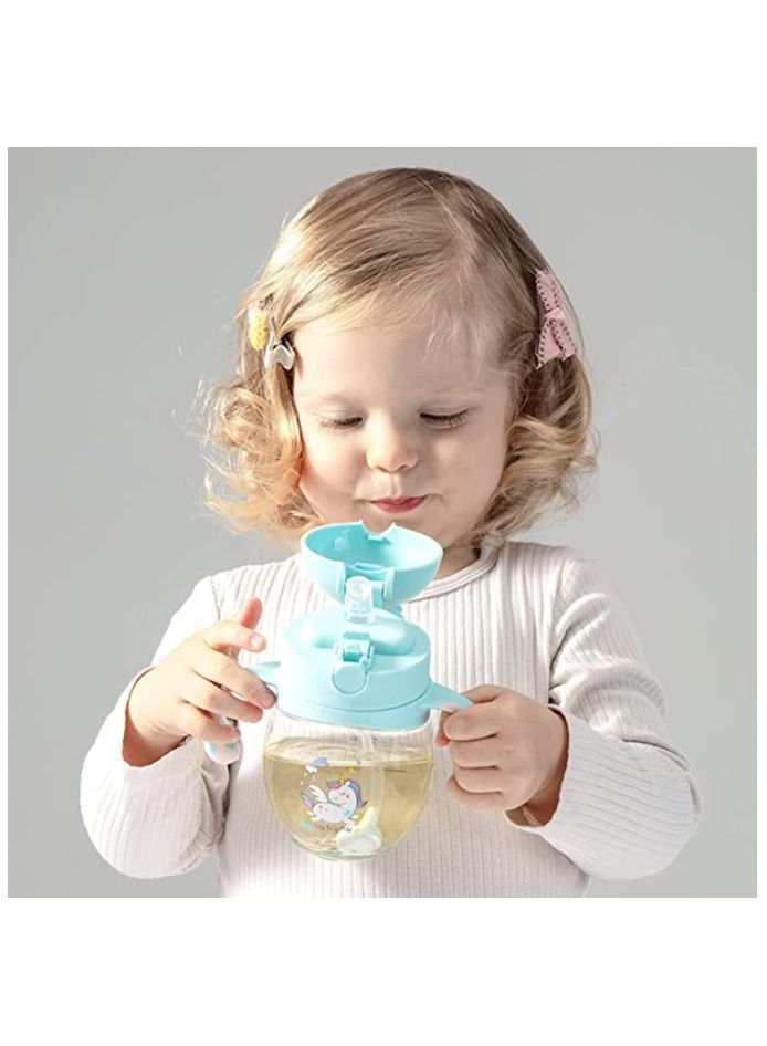 شو وو Baby Bottles, Sippy Cup with Flashing Lights, 260ML Kids Water Bottle Toddler Cups Weighted Straw Spill Proof Leak-Proof Removable Handles for Toddlers Fun Gifts Boys (Blue) - Image 5