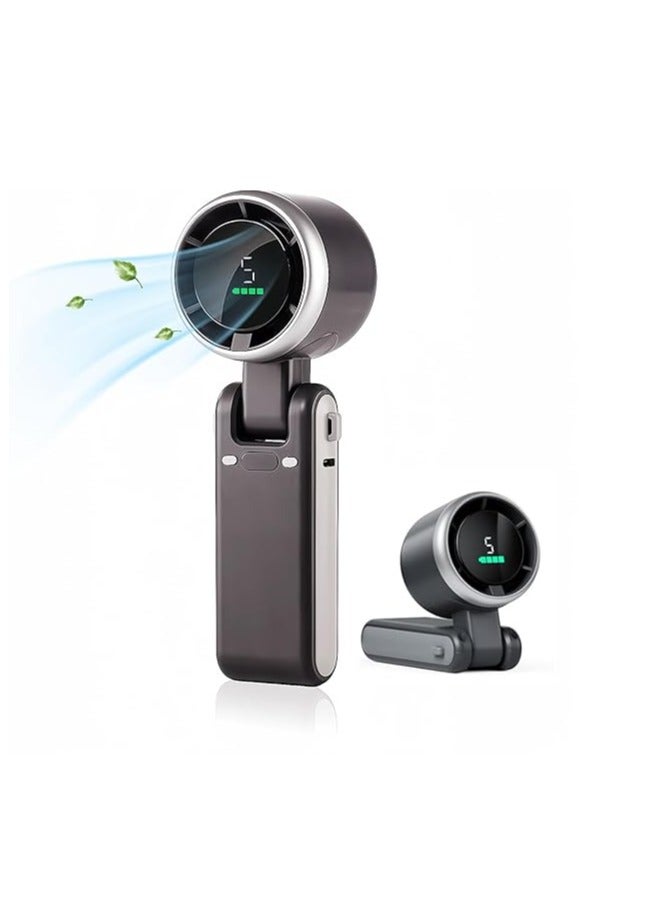 BlueFire Handheld Fan Rechargeable – 5-Speed Turbo Cooling, 5000mAh USB Portable Mini Fan, Bladeless & Safe, Digital Display, 11H Runtime, Neck/Wall/Desk Mount – Travel, Office, Outdoor Personal Cooling Fan - Image 1