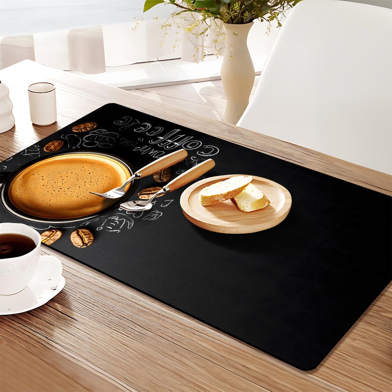 AOHMPT Coffee Mat 17"x32" - Extra Large Absorbent Non Slip Dish Drying Mat,Coffee Bar Accessories,Kitchen Counter Protector for Coffeemaker, Sink, Dining Decor - Image 4