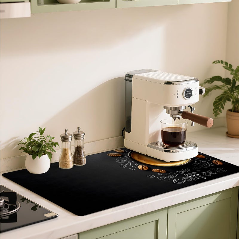 AOHMPT Coffee Mat 17"x32" - Extra Large Absorbent Non Slip Dish Drying Mat,Coffee Bar Accessories,Kitchen Counter Protector for Coffeemaker, Sink, Dining Decor - Image 5