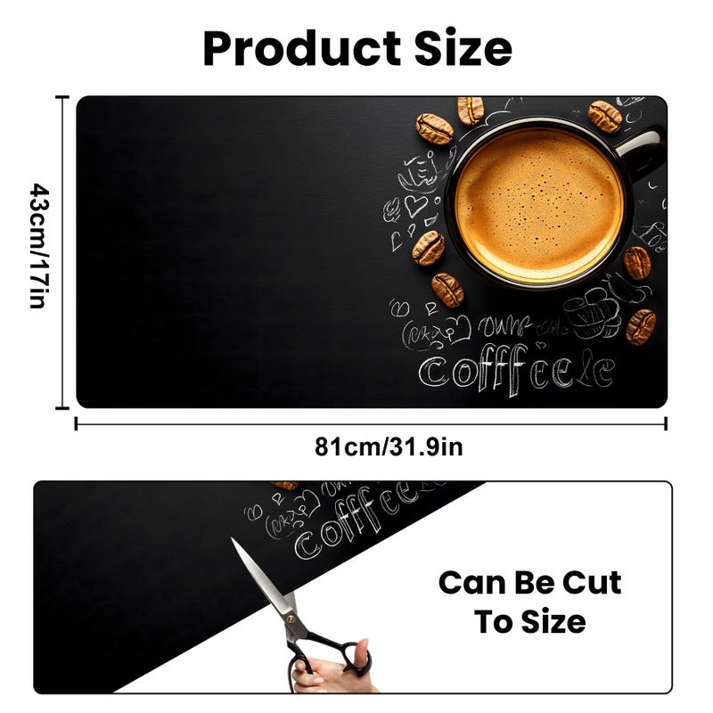 AOHMPT Coffee Mat 17"x32" - Extra Large Absorbent Non Slip Dish Drying Mat,Coffee Bar Accessories,Kitchen Counter Protector for Coffeemaker, Sink, Dining Decor - Image 2