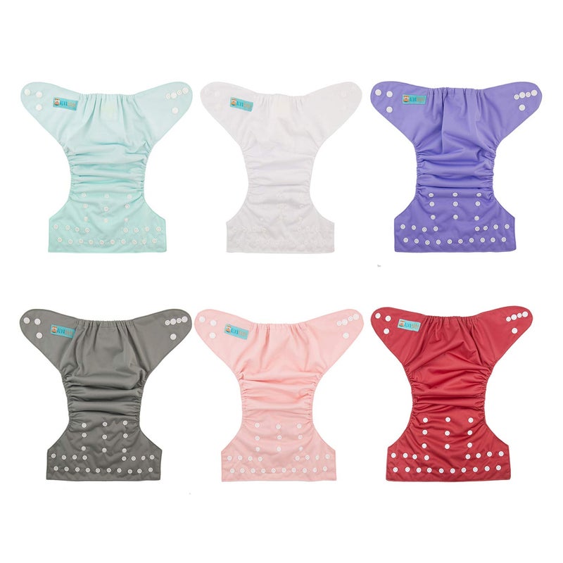 ALVABABY 6 Pack Cloth Diaper with 12 Inserts One Size Adjustable Washable Reusable Diaper Cover for Baby Girls and Boys - Image 3