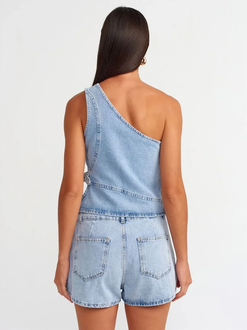 ديلفين DILVIN Cotton Denim Mini A-Line Skirt