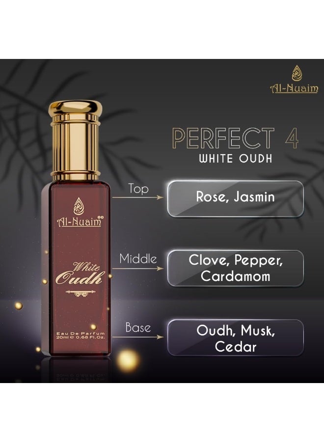 Al Nuaim Perfect 4 EDP Gift Set Unisex (4 x 20ml) | Ameer Al Oudh, Black Orchid, Oud Al Layl, White Oudh | Long Lasting Luxury Arabic Eau de Parfum Collection for Men & Women | Premium Travel Size Perfume Set - Image 5