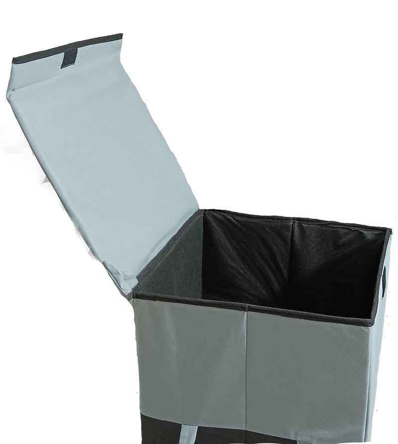 Folding Laundry Basket for Clothes with Lid HandleToys Organiser75 Litre Pack of 1 Black Grey - Image 3