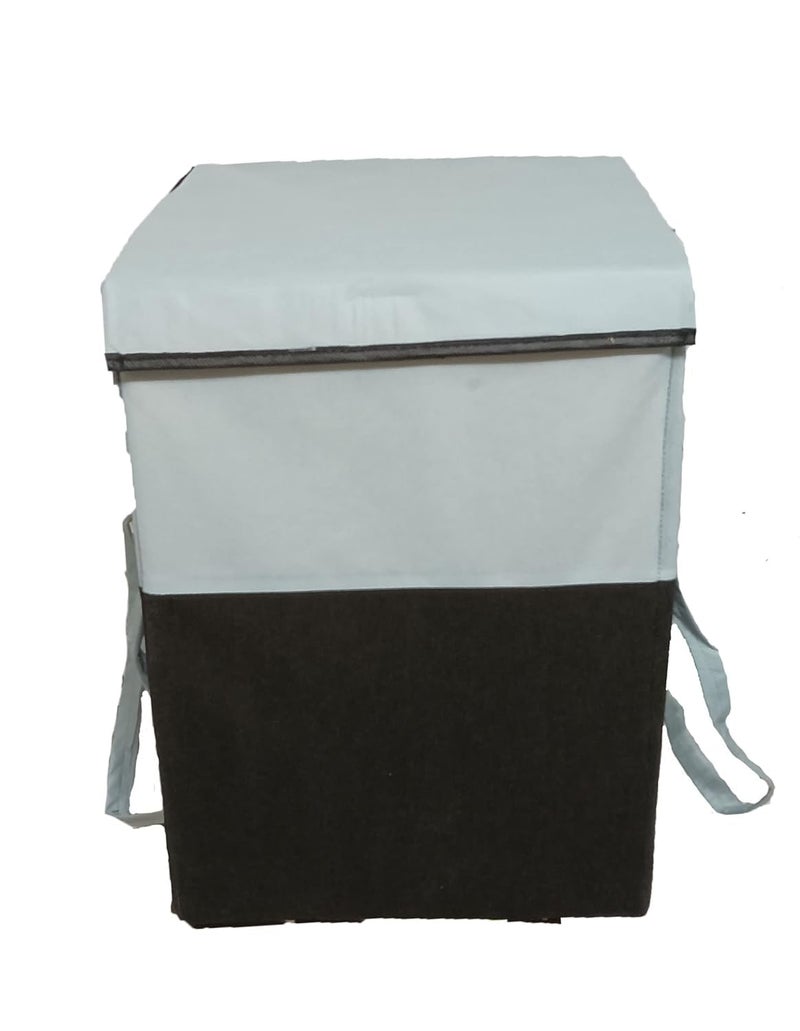 Folding Laundry Basket for Clothes with Lid HandleToys Organiser75 Litre Pack of 1 Black Grey - Image 1