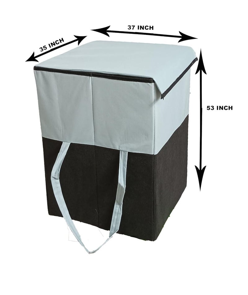 Folding Laundry Basket for Clothes with Lid HandleToys Organiser75 Litre Pack of 1 Black Grey - Image 5