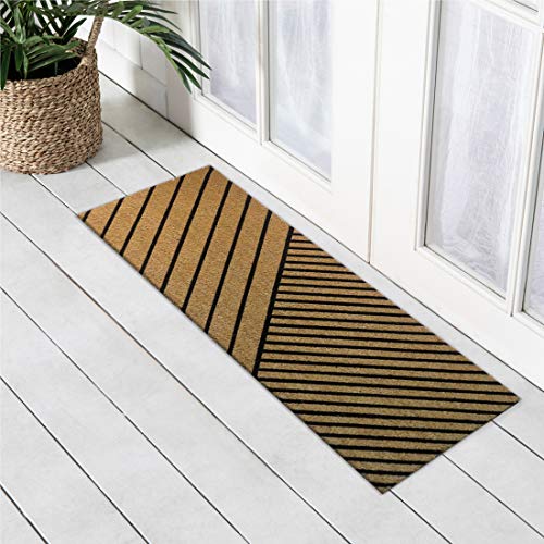 ATMAH Cross Stripe Doormat 120x40 cm Beige | Coir Door Mat | Non Slip Dirt Trapper | Indoor & Covered Outdoor Entrance Mat - Image 2
