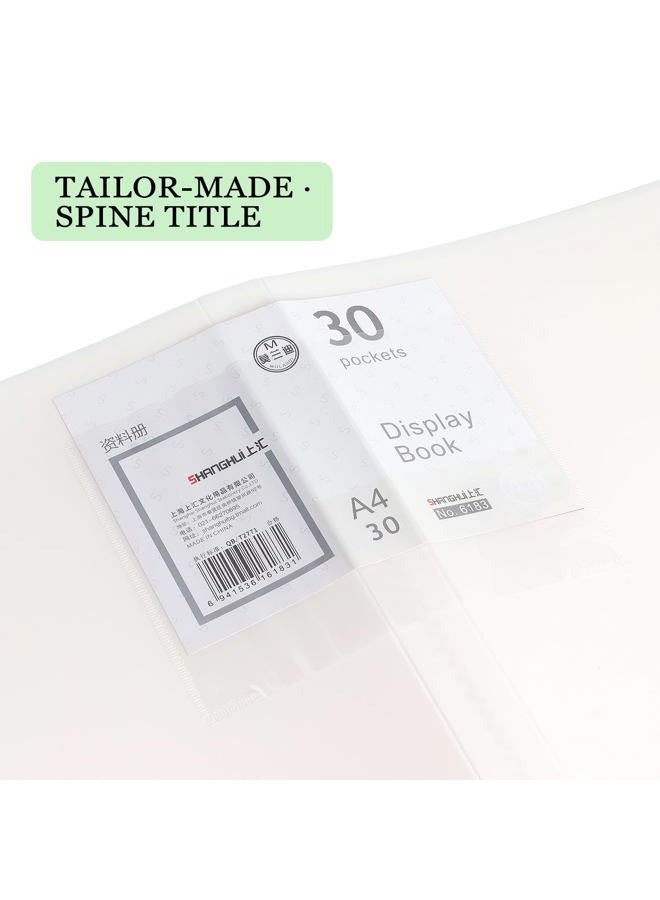Tamaki Binder with Plastic Sleeves, Heavy Duty Art Portfolio Folder with 30 Pocket Clear Sheet Protectors, Display 60 Pages Book, Presentation Book for Artwork, Organizer Binder, 1 Pack (White) - Image 4