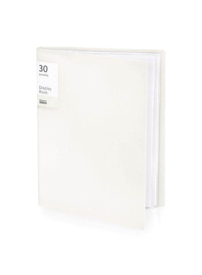 Tamaki Binder with Plastic Sleeves, Heavy Duty Art Portfolio Folder with 30 Pocket Clear Sheet Protectors, Display 60 Pages Book, Presentation Book for Artwork, Organizer Binder, 1 Pack (White) - Image 1