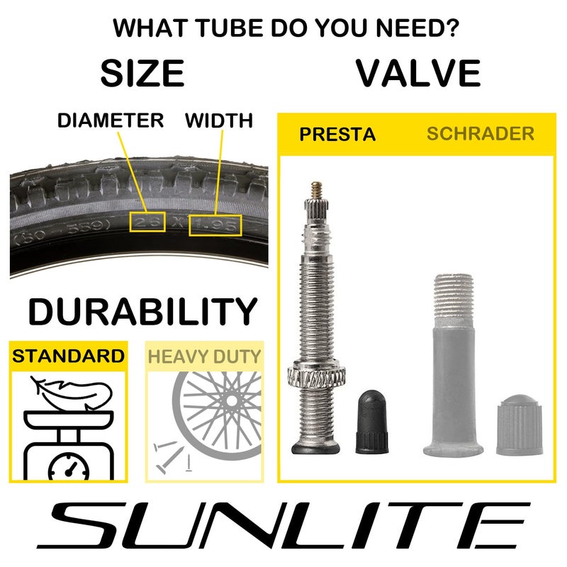 Sunlite Standard Presta Valve Tubes, 20 X 1.375 (451 X 32) / 32Mm, Black - Image 2