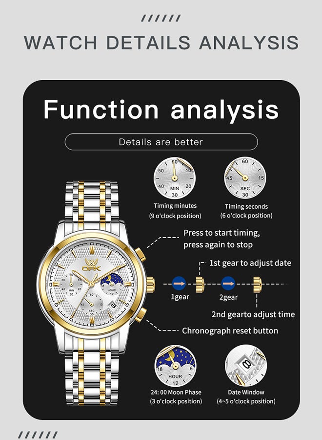 Opk Men'S Watch Business Luminous Waterproof Multifunctional Quartz Watch 6050 - Image 5