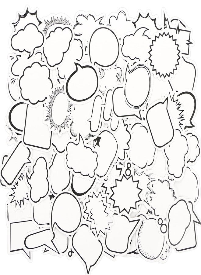 BENOSPACE 270Pcs Dialog Box Stickers Black White Label Paper Stickers Thought Cloud Sticker Talking Bubble Notes Memo Adhesive Blank Sticker for Scrapbooking Planners Diary Calendar Album Notebook - Image 1