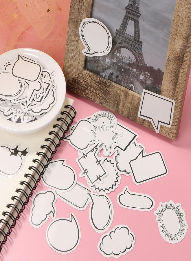 BENOSPACE 270Pcs Dialog Box Stickers Black White Label Paper Stickers Thought Cloud Sticker Talking Bubble Notes Memo Adhesive Blank Sticker for Scrapbooking Planners Diary Calendar Album Notebook - Image 3