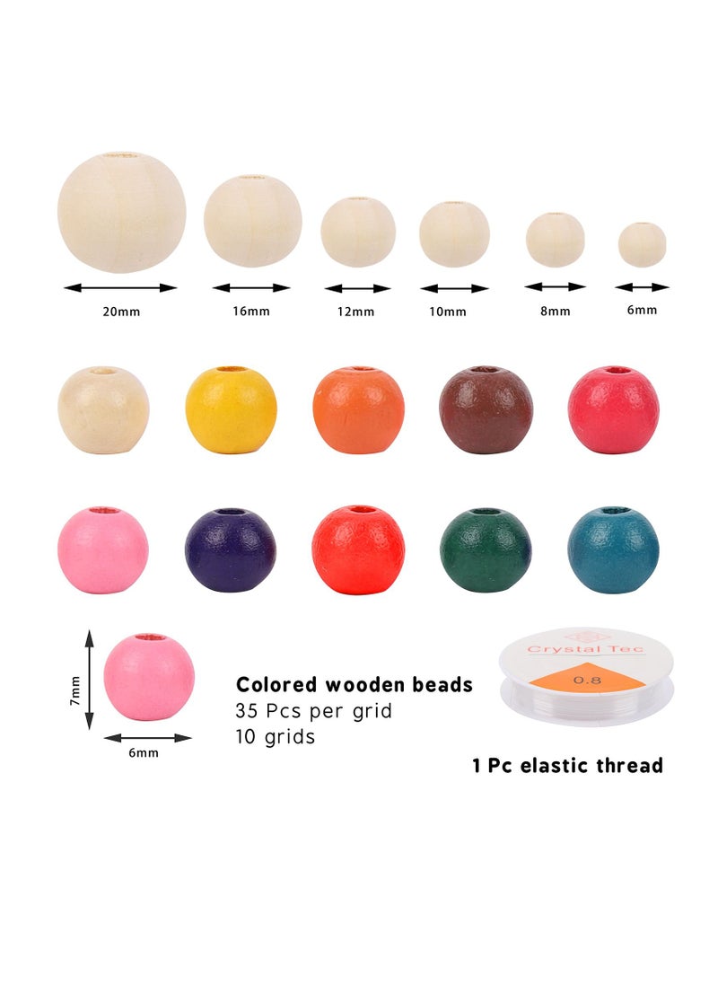 Grab Mantra 650 Pcs Natural Round Wooden And Painted beads Set For DIY Jewelry, Home Decoration Craft  - Image 4