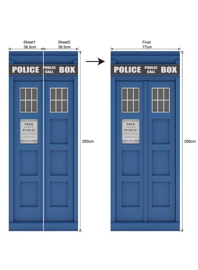 الأزرق جي دبليو 77/90cm3D عالية محاكاة الباب سلسلة ملصقات الباب القابلة للإزالة ، ملصقات الحائط المقاومة للماء ، غرفة النوم ، ملصق PVC ، غرفة المعيشة - Image 1