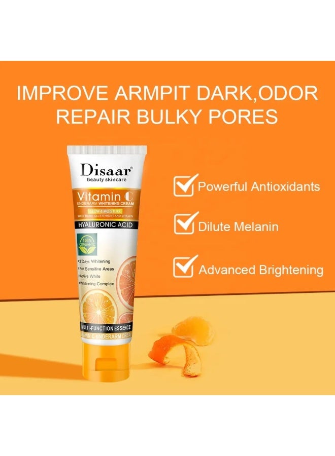 Disaar 50g Vitamin C Underarm Whitening Cream Vitamin C Bleaching Cream for Dark Skin Glow and Moisturizing Hyaluronic Acid Whitening Cream Moisturizing Brighten Deep Nourishing Improve Skin Multi Function Essence - Image 2