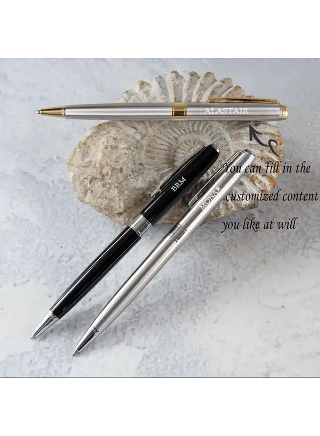5 Pack Silvery Custom Creative Metal Ballpoint Pen with Inspirational Quotes for Business Home School - Image 1