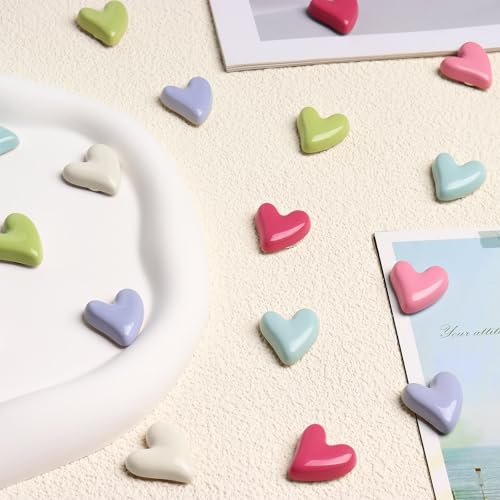EMUTOL 24Pcs Heart Fridge Magnets, Love Heart Refrigerator Magnets, Cute Decorative Magnets Lovely Fun Magnets, Colorful Hearts Magnetic Magnets, Small 3D Magnets for Fridge Locker Kitchen Office Whiteboard - Image 3