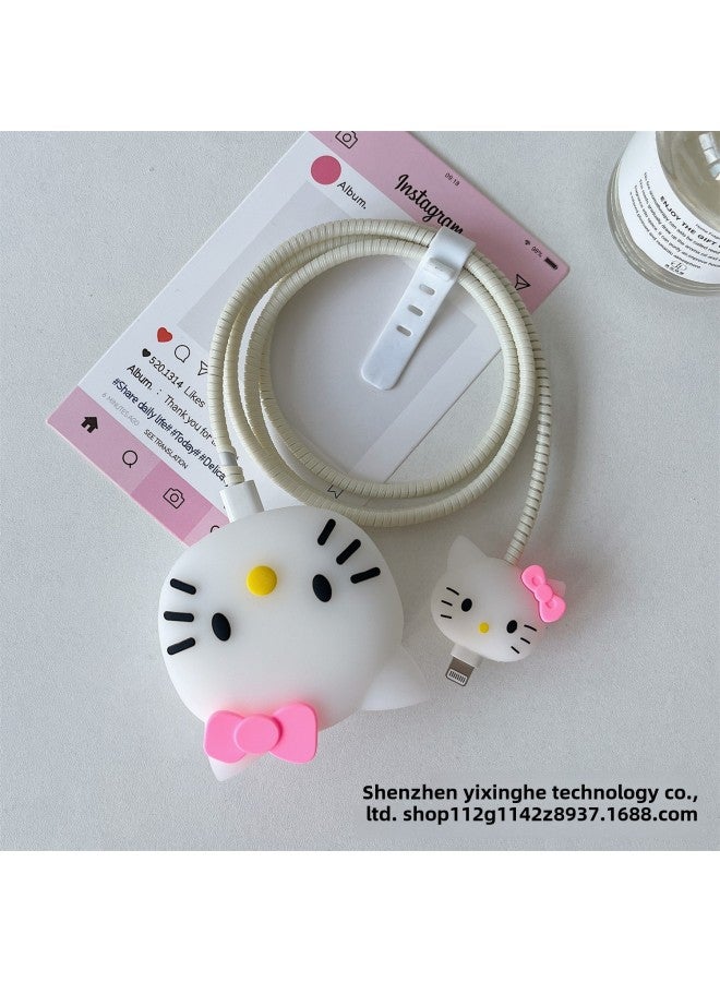 Applicable To Apple 18W/20W British Standard Charging Head Protective Cover Data Line Protective Cover British Standard Charger Protective Cover-Specifications:36. British Standard Kt Cat Two-piece Set  - Image 1