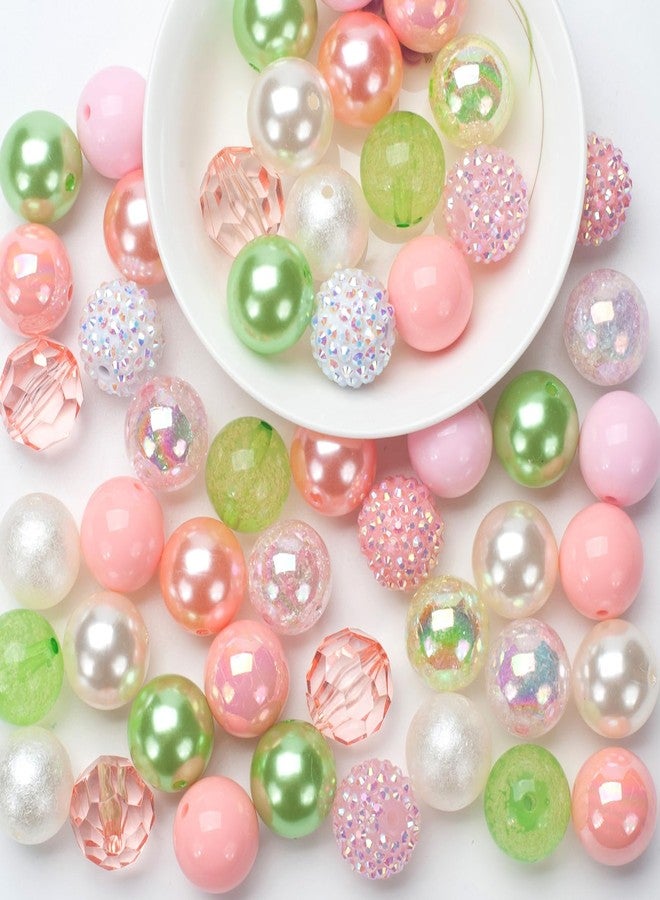 Jeacksy 50pcs Bubblegum Beads 20mm Bulk Mix, DIY Pen Beads Colorful Chunk Bubble Gum Beads with Round Spacers, Extender Chains, Beading Cord for Pen Bag Chain Crafts Bracelet Necklace Jewelry Making - Image 1