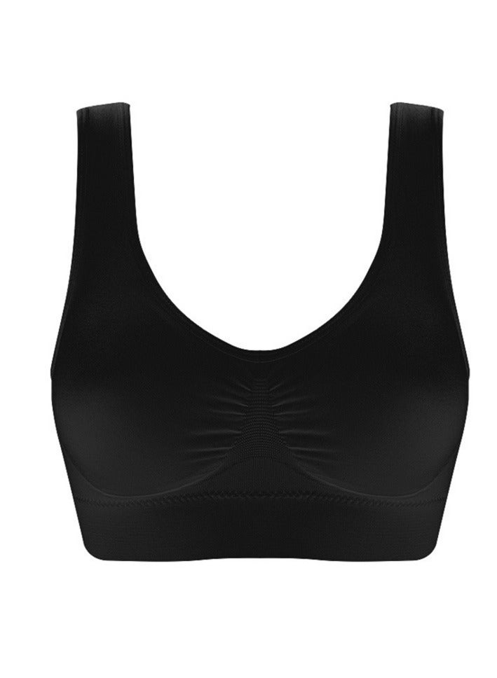 AROAQ Women Sports Bra, Fitness Sports Yoga Bra with Removable Padding,  Double-layer Seamless  Sports Bra without Rims, Comfortable Soft Bra for Workouts Running Yoga Trainings, (Size M, Black)  - Image 1
