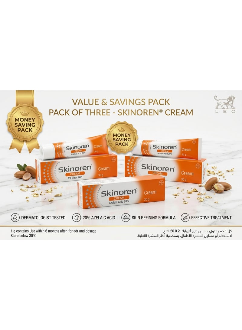 Skinoren 20% Azelaic Acid Cream( Pack of 3) – Skin Refining & Pore Clarifying Facial Moisturizer. - Image 1