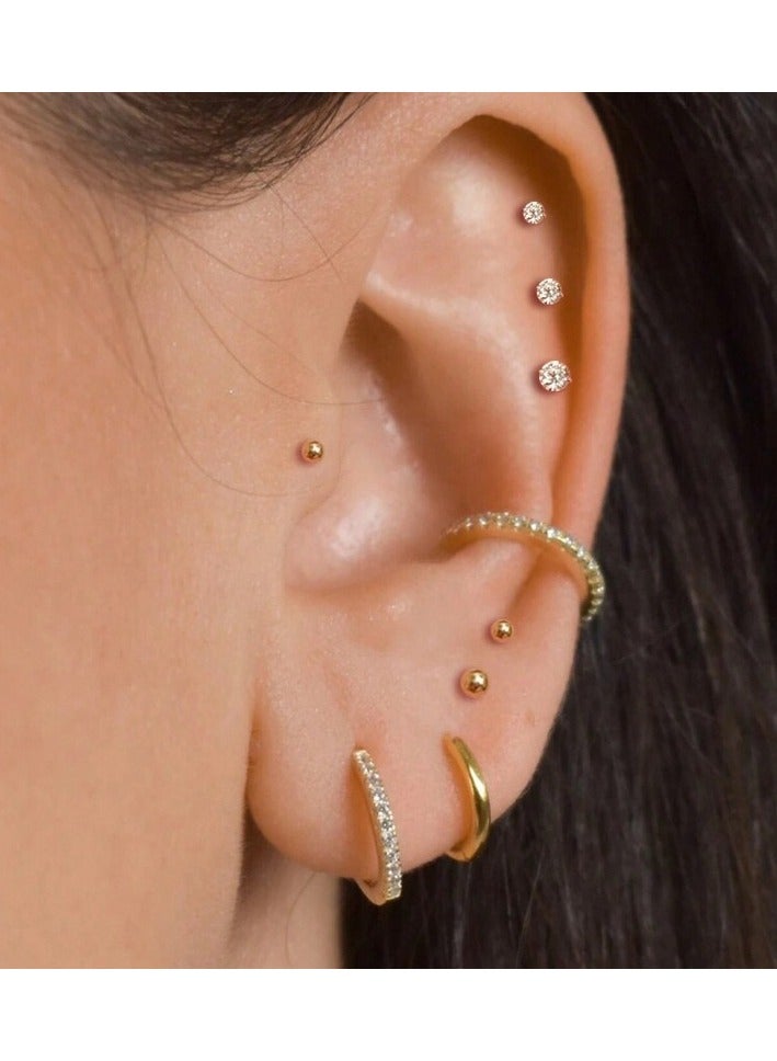 20 pcs Small Gold Hoop Earrings for Women,18K Gold Plated Stainless Steel Small Hoop Earrings Set for Multiple Piercing, Gorgeous Huggie Hoop Cartilage Helix Tragus Earrings - Image 4